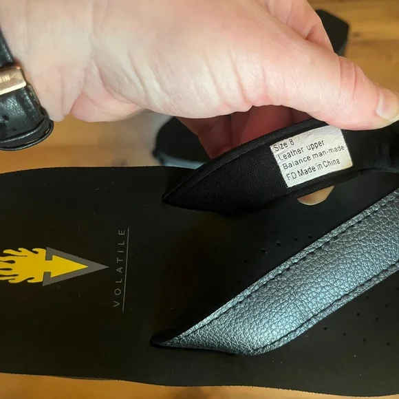 LIKE NEW w/Box Volatile Black Wedge Leather Platform Sandals - Picture 7 of 13